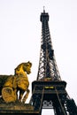 Horse Statue in front of Eiffel Tower Royalty Free Stock Photo