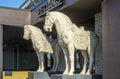 Horse statue in front of a restaurant