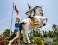 Horse statue inside Wat Kamphaeng, a buddhist temple of Battambang, Cambodia