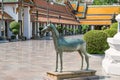 Horse statue at Wat Suthat, royal temple at the Giant Swing in Bangkok in Thailand. Royalty Free Stock Photo
