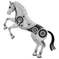 Horse in the style of the robot. Metal mechanical vector horse on a white background