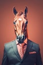 Horse in suit half - length frontal view