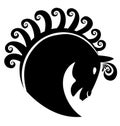 Horse with swirly hair logo vector