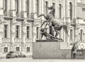 Horse Tamer statue on Anichkov bridge in Saint Petersburg.