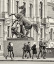 Horse Tamer statue on Anichkov bridge in Saint Petersburg.