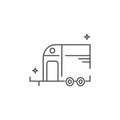 Horse trailer icon in flat style. Caravan for competition travels.