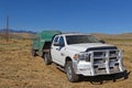 Horse trailer and truck in Montana mountains