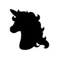 Horse unicorn head. Black silhouette. Design element. Vector illustration isolated on white background. Template for books, Royalty Free Stock Photo