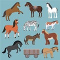 Horse vector animal of horse-breeding or equestrian and horsey or equine stallion illustration animalistic horsy set of