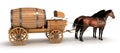 Horse wagon with barrels Royalty Free Stock Photo