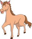 Horse Walking Cartoon Color Illustration