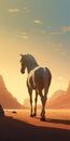 Horse Walking In The Desert