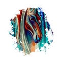 Horse . Watercolor painting on canvas . Logo design. Royalty Free Stock Photo