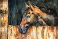 Horse watercolors painted.