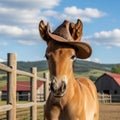 Horse wearing cowboy hat Royalty Free Stock Photo