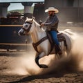 A horse wearing a cowboy hat and riding a mechanical bull3 Royalty Free Stock Photo