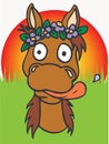 Horse wearing flowers
