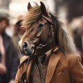 A horse wearing a suit and tie, AI