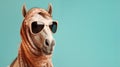 a stylish horse wearing sunglasses and a scarf