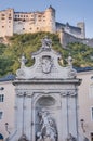 Horse Well Fountain Kapitelschwamme on Kapitelplatz at Salzbur Royalty Free Stock Photo