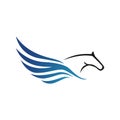 Horse with wings Powerfull flying pegasus unicorn logo vector design on White background Royalty Free Stock Photo