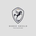 horse wings shield logo design template for brand or company and other