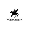 horse wings vector logo design