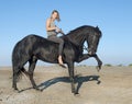 Horse woman on the beach Royalty Free Stock Photo