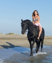 Horse woman on the beach Royalty Free Stock Photo