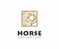 Horse or Wood logo design concept, Carpenter logo design template