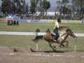 Horseback Gun Shooter Rides Horse With Gun