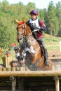 Horseback jumping in water drops