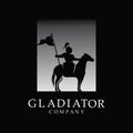 Horseback Knight Silhouette, Horse Warrior Paladin Medieval Logo