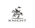 Horseback Knight Silhouette Logo. Horse Warrior Paladin Medieval logo design Royalty Free Stock Photo