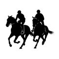 Horseback rider black icon on white background. Race horsemen silhouette Royalty Free Stock Photo