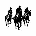 Horseback rider black icon on white background. Race horsemen silhouette Royalty Free Stock Photo