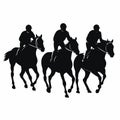 Horseback rider black icon on white background. Race horsemen silhouette Royalty Free Stock Photo