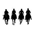 Horseback rider black icon on white background. Race horsemen silhouette Royalty Free Stock Photo