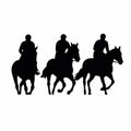 Horseback rider black icon on white background. Race horsemen silhouette Royalty Free Stock Photo