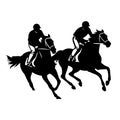 Horseback rider black icon on white background. Race horsemen silhouette Royalty Free Stock Photo