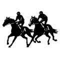 Horseback rider black icon on white background. Race horsemen silhouette Royalty Free Stock Photo