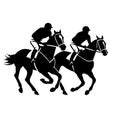 Horseback rider black icon on white background. Race horsemen silhouette Royalty Free Stock Photo