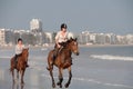 Horseback Riding on the Beach at La Baule, France Royalty Free Stock Photo