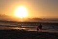 Horseback riding and beach sunset Royalty Free Stock Photo