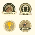 Horseback riding flat badges and labels