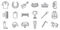 Horseback riding gear icon set, outline style Royalty Free Stock Photo