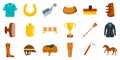 Horseback riding icon set, flat style Royalty Free Stock Photo