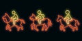 Horseback riding icons set vector neon Royalty Free Stock Photo