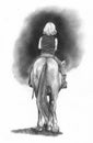 Horseback Riding: Pencil Drawing Royalty Free Stock Photo
