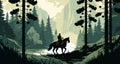 Horseback riding - A person riding a horse through a meadow or forest